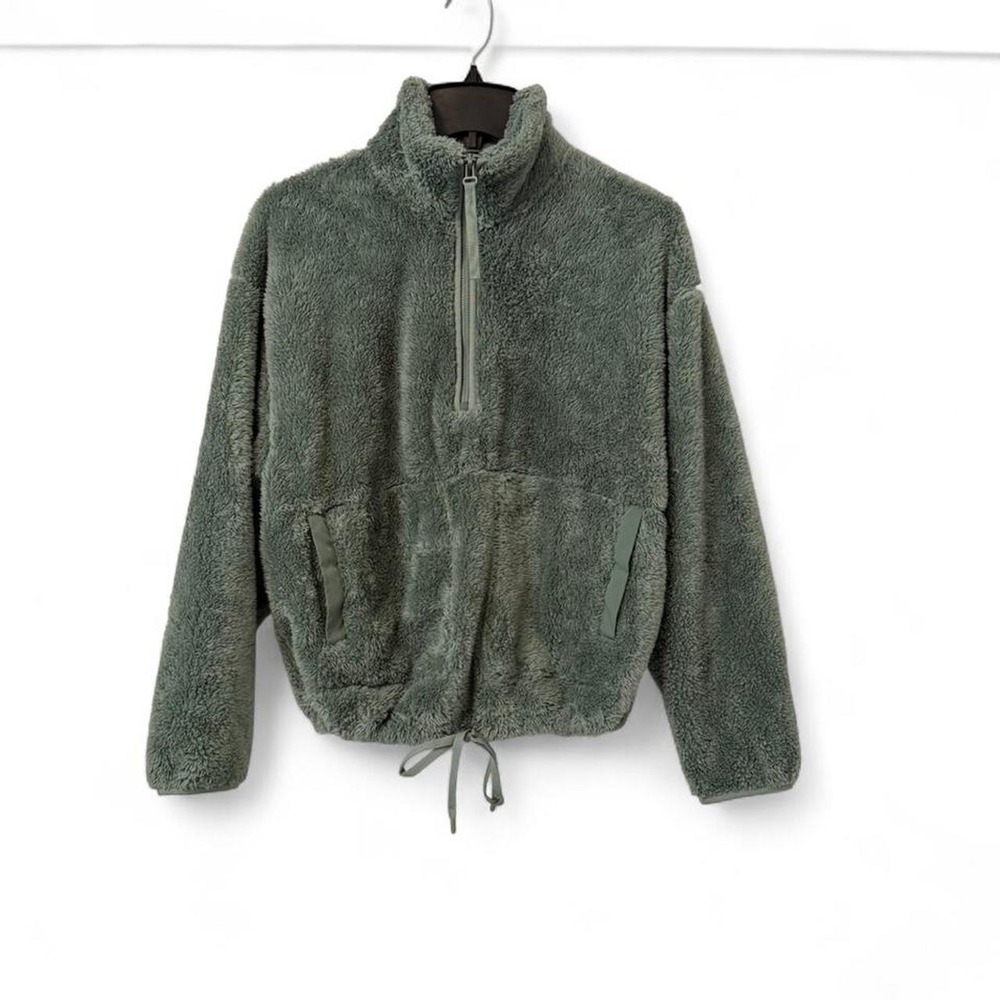 Sage Green Sherpa quarter zip jacket #sherpa #winterwear XS oversized